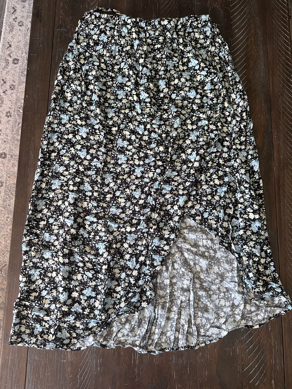 Live To Be Spoiled Floral High-Low Wrap Skirt With Elastic Waist